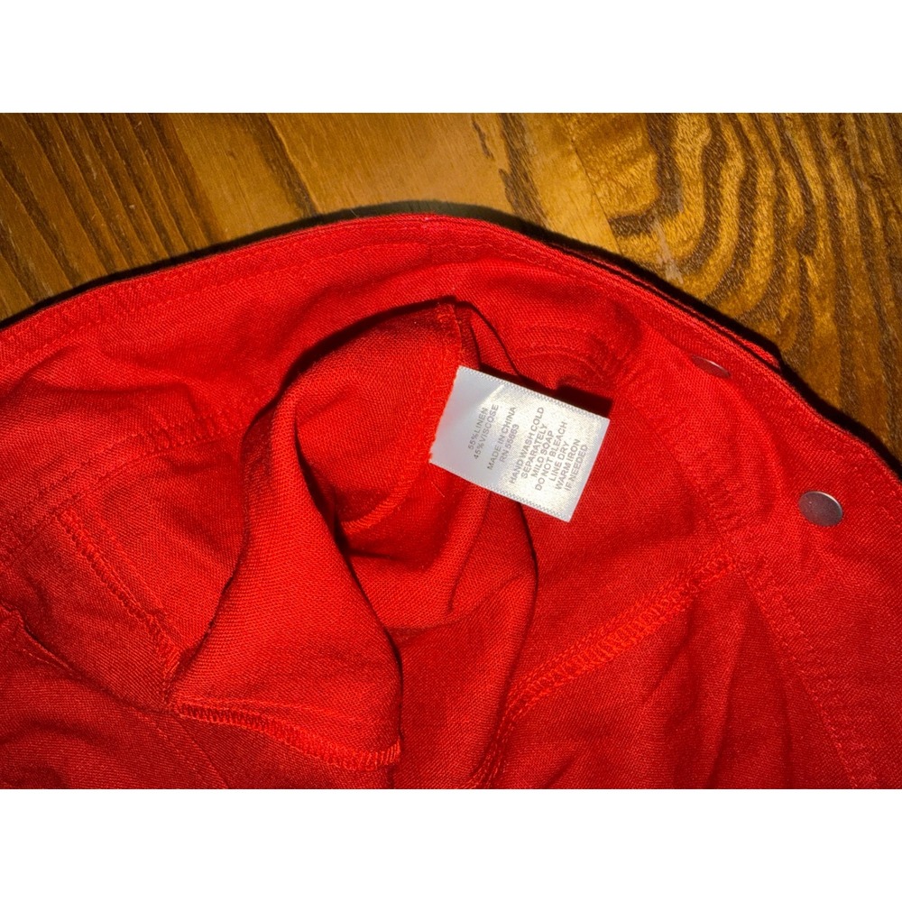 Rachel Zoe Red Linen Blend Zip Front Cropped Jacket Women's Medium - Picture 5 of 6